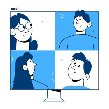 Çevrimiçi bir okuma tasvir eden karalama biçimi çizimi