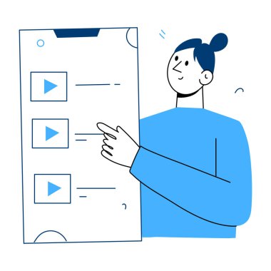 Çevrimiçi bir okuma tasvir eden karalama biçimi çizimi