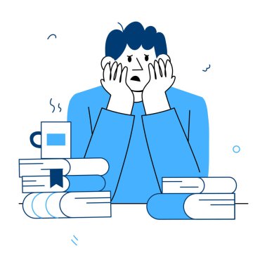 Çalışma stresi tasvir eden bir karalama stili çizimi