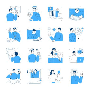 Teknoloji ve Eğitimsel Doodle Biçimi Çizimleri