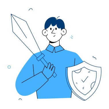 Savunmayı gösteren bir el çizimi tasviri