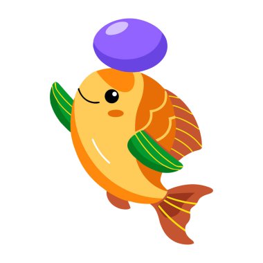 Bir balığı tasvir eden düz bir simge