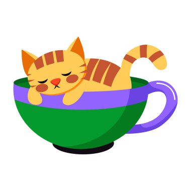 Uyuyan kediyi gösteren düz bir simge