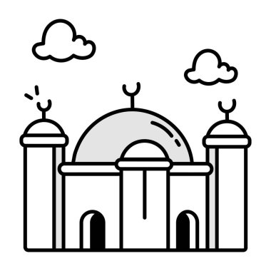 Cami binasının el çizimi simgesi.