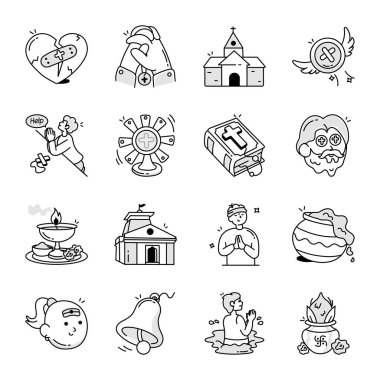 16 Dini Doodle Simgesinin Koleksiyonu