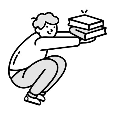 Taslak biçiminde dizayn edilmiş bir kitap koleksiyonu simgesi