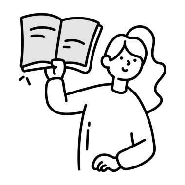 Yarım yamalak bir şekilde dizayn edilmiş bir kütüphane öğrencisi simgesi