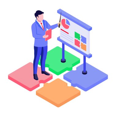 İzometrik tarzda bir hareket tasvir eden simge