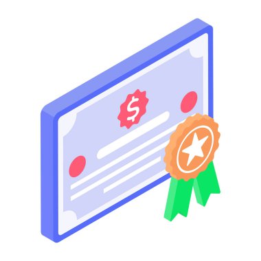 İzometrik tarzda bir bağ sertifikası gösteren simge