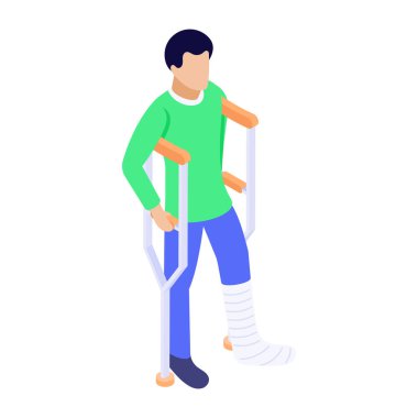 İzometrik tarzda koltuk değneklerini tasvir eden simge