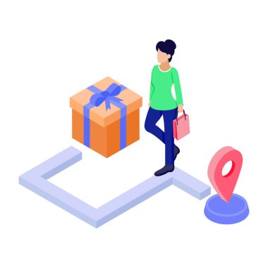 Müşteri yolculuğunu gösteren bir izometrik biçim simgesi