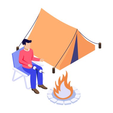 Modern bir evi gösteren izometrik bir simge