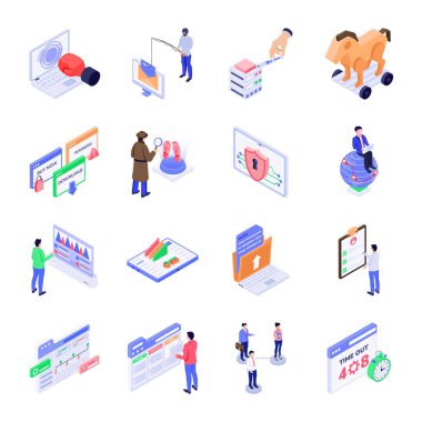 Teknoloji ve Yenilik Paketi Isometric Style Illustrations