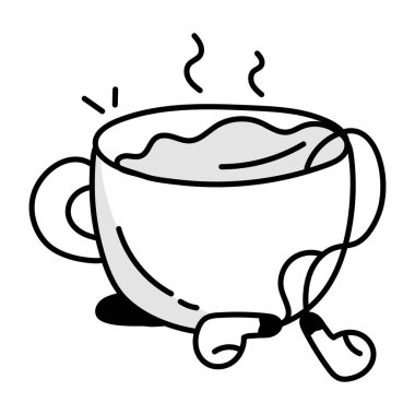 Karalama tarzında tasarlanmış kahve simgesi