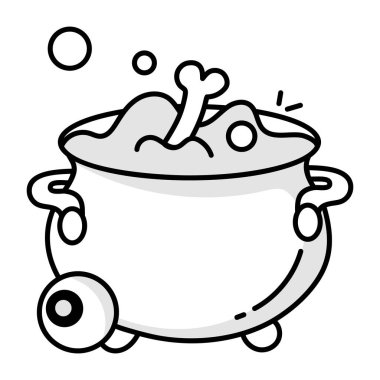 Cadı kazanın el çizimi stili simgesi