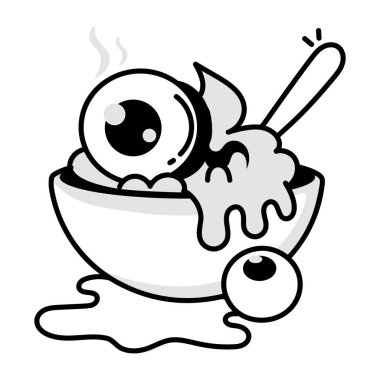 Ürkütücü çorbanın Doodle tarzı simgesi