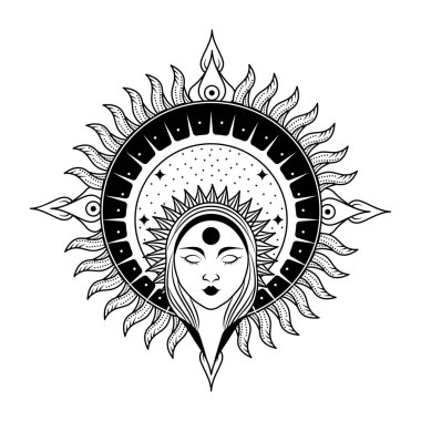 Bir simyacı çemberinin tam stil çizimi