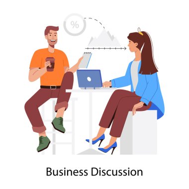 iki karakter arasındaki iş tartışması, düz illüstrasyon