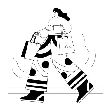 Sokak yürüyüşünü gösteren el çizimi resim