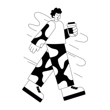 Sokak yürüyüşünü gösteren el çizimi resim