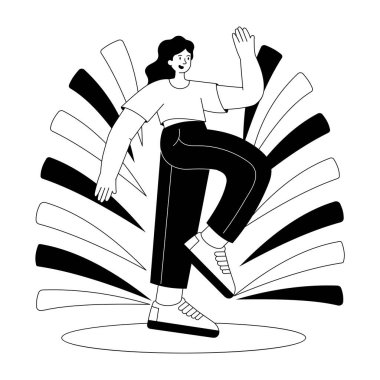 Sokak yürüyüşünü gösteren el çizimi resim