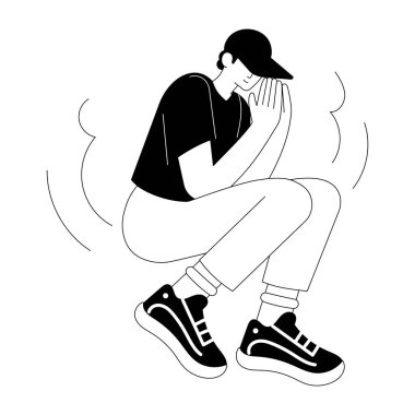 Sokak yürüyüşünü gösteren el çizimi resim