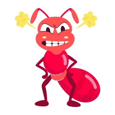 Sevimli düz çıkartma, azalan bir karınca elini gösteriyor.