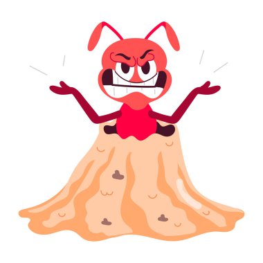 Sevimli düz çıkartma, azalan bir karınca elini gösteriyor.