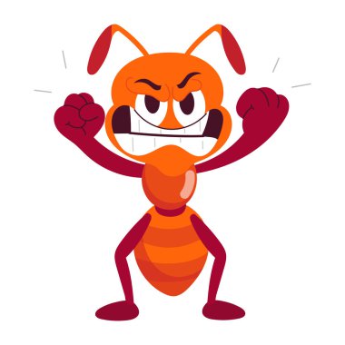 Sevimli düz çıkartma, azalan bir karınca elini gösteriyor.