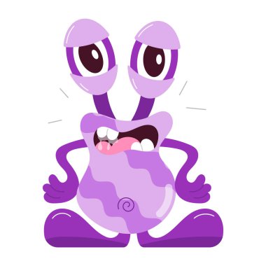 Aşağıya bakan üzgün uzaylılardan oluşan düz bir etiket.