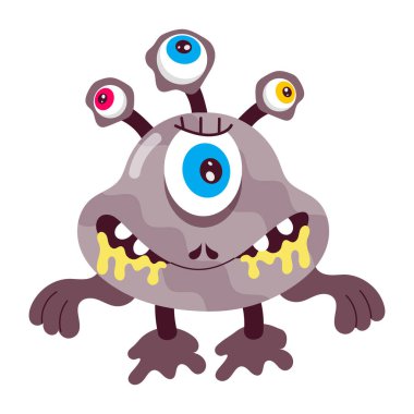 Aşağıya bakan üzgün uzaylılardan oluşan düz bir etiket.