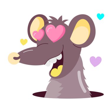 Sevimli bir fare el sallıyor, düz bir çıkartma.