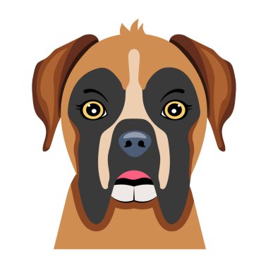 Broholmer köpek suratının düz bir simgesi.