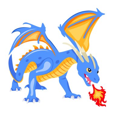 Ateş ejderi soluyan düz bir vektör.