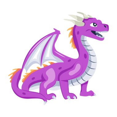 Düz stilde korkunç bir ejderha simgesi.