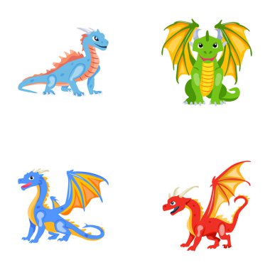 Ejderha Maskotu Düz Vektörleri Paketi