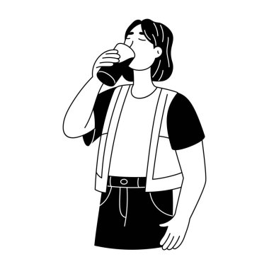 Yemek pişirme etkinliğini gösteren eskiz biçimi çizimi