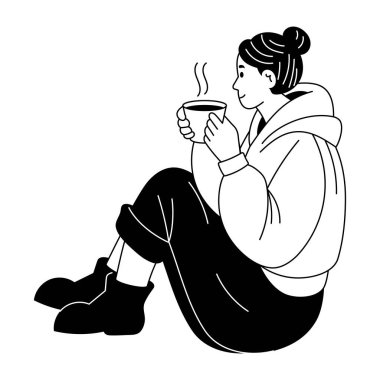 Yemek pişirme etkinliğini gösteren eskiz biçimi çizimi