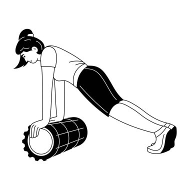 Kürek çekme makinesini betimleyen kabartma biçimi illüstrasyonu