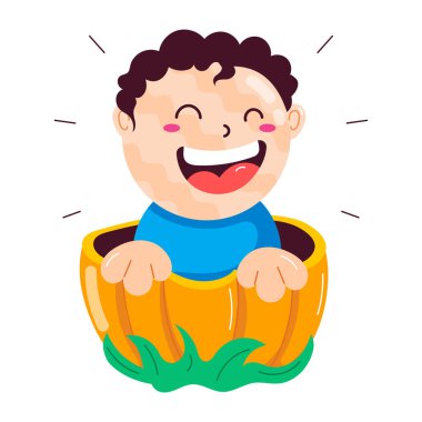 Sonbahar yapraklarıyla dolu bahçe arabası, düz çıkartma.