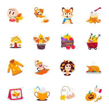 Sevimli Sonbahar Mevsimi Etiketleri