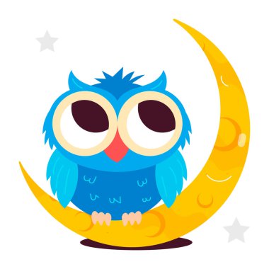 Ay 'da uyuyan bir emojinin düz bir çıkartması.