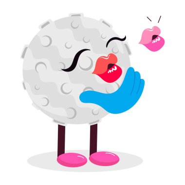 Ay 'da uyuyan bir emojinin düz bir çıkartması.