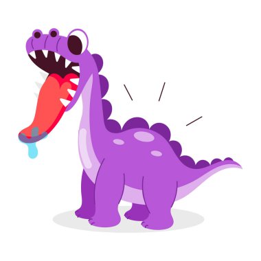 Düz stil mutlu dinozor çıkartması.