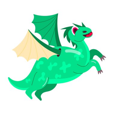 Düz stil mutlu dinozor çıkartması.