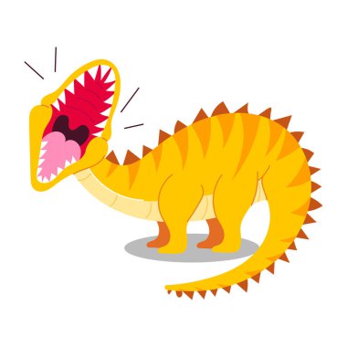 Düz stil mutlu dinozor çıkartması.