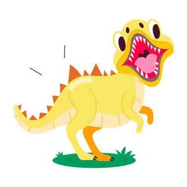 Düz stil mutlu dinozor çıkartması.