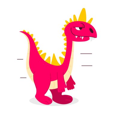 Düz stil mutlu dinozor çıkartması.
