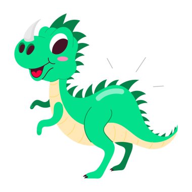 Düz stil mutlu dinozor çıkartması.
