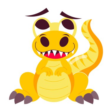 Düz stil mutlu dinozor çıkartması.